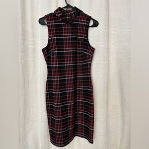 La Classe couture plaid pencil dress red / Black / white SIZE M PTP 16”
